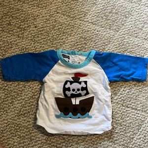 Mudpie 3/4 length sleeve pirate shirt size small (12-18 months)